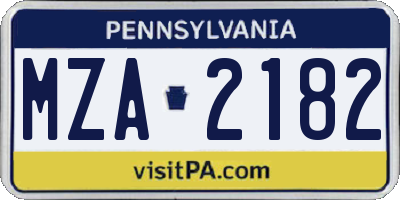 PA license plate MZA2182