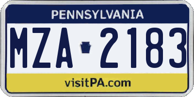 PA license plate MZA2183