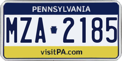 PA license plate MZA2185