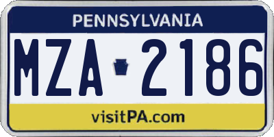 PA license plate MZA2186