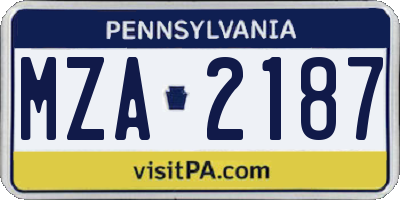 PA license plate MZA2187