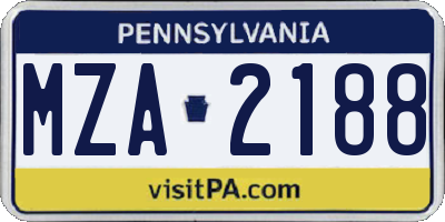 PA license plate MZA2188