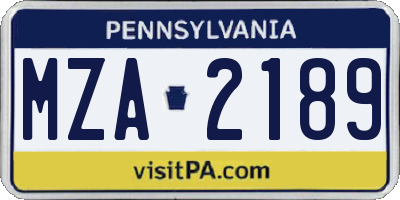 PA license plate MZA2189