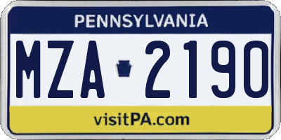 PA license plate MZA2190