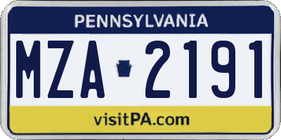 PA license plate MZA2191