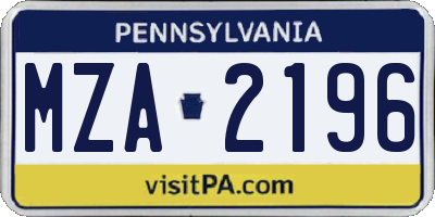 PA license plate MZA2196