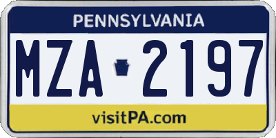 PA license plate MZA2197