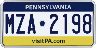 PA license plate MZA2198