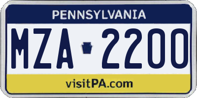 PA license plate MZA2200