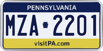 PA license plate MZA2201