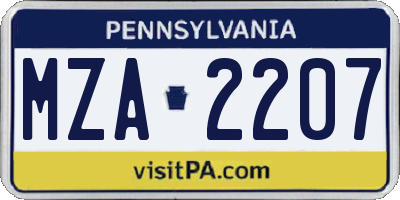 PA license plate MZA2207