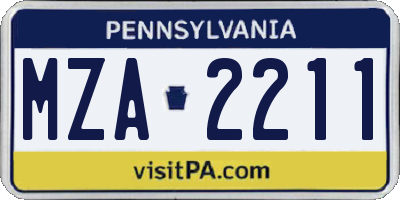 PA license plate MZA2211