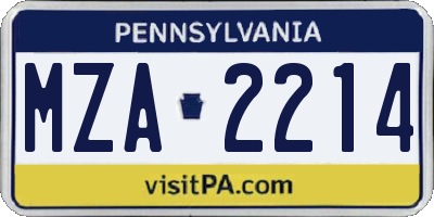 PA license plate MZA2214
