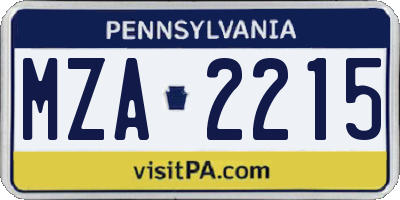 PA license plate MZA2215