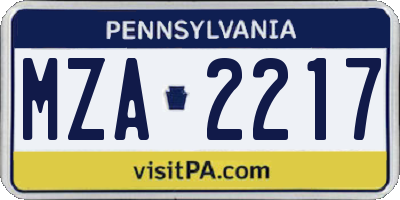 PA license plate MZA2217