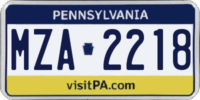 PA license plate MZA2218