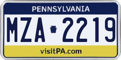 PA license plate MZA2219