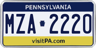 PA license plate MZA2220