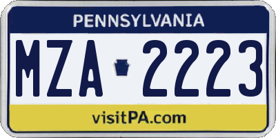 PA license plate MZA2223