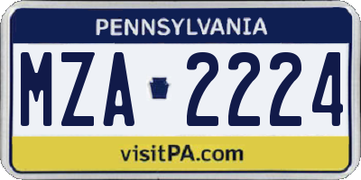 PA license plate MZA2224