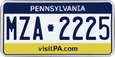 PA license plate MZA2225