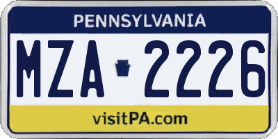 PA license plate MZA2226