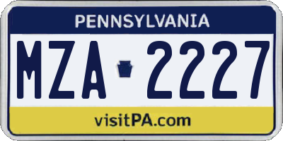 PA license plate MZA2227