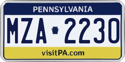 PA license plate MZA2230