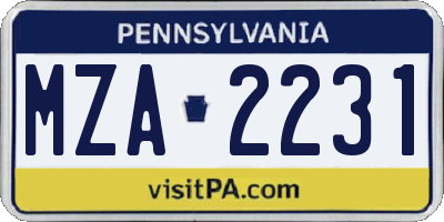 PA license plate MZA2231