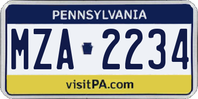 PA license plate MZA2234