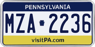 PA license plate MZA2236