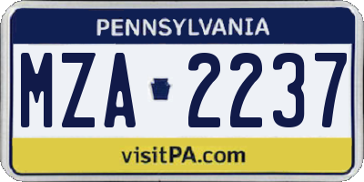 PA license plate MZA2237