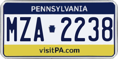 PA license plate MZA2238