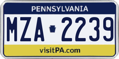 PA license plate MZA2239