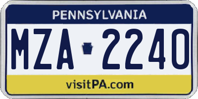 PA license plate MZA2240