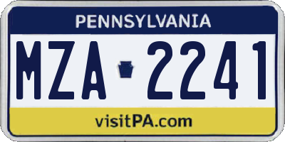 PA license plate MZA2241