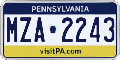 PA license plate MZA2243