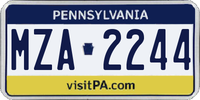 PA license plate MZA2244