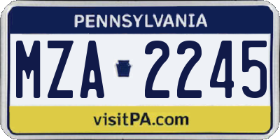 PA license plate MZA2245
