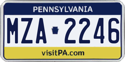 PA license plate MZA2246