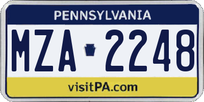 PA license plate MZA2248