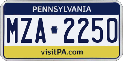 PA license plate MZA2250