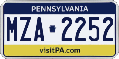 PA license plate MZA2252
