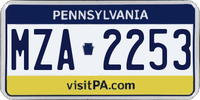 PA license plate MZA2253