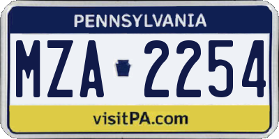 PA license plate MZA2254