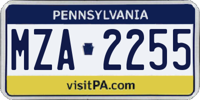 PA license plate MZA2255