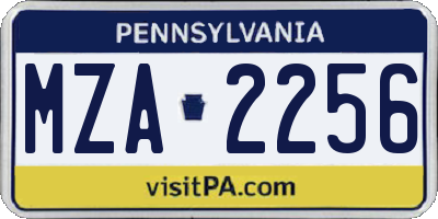 PA license plate MZA2256
