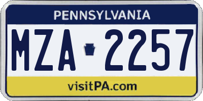 PA license plate MZA2257
