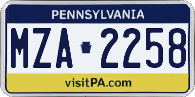 PA license plate MZA2258