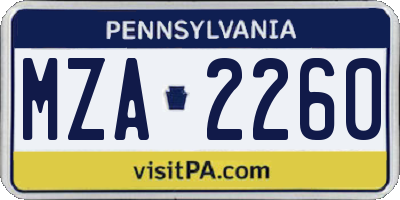 PA license plate MZA2260